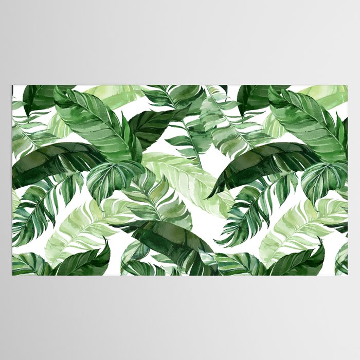 Green leaf watercolor pattern Tablecloth Gallery Image 2