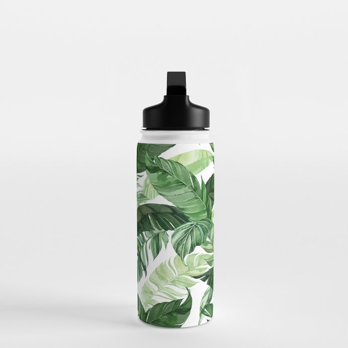 Green leaf watercolor pattern Water Bottle Gallery Image 3