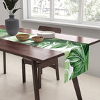 Green leaf watercolor pattern Table Runner Gallery Image 2
