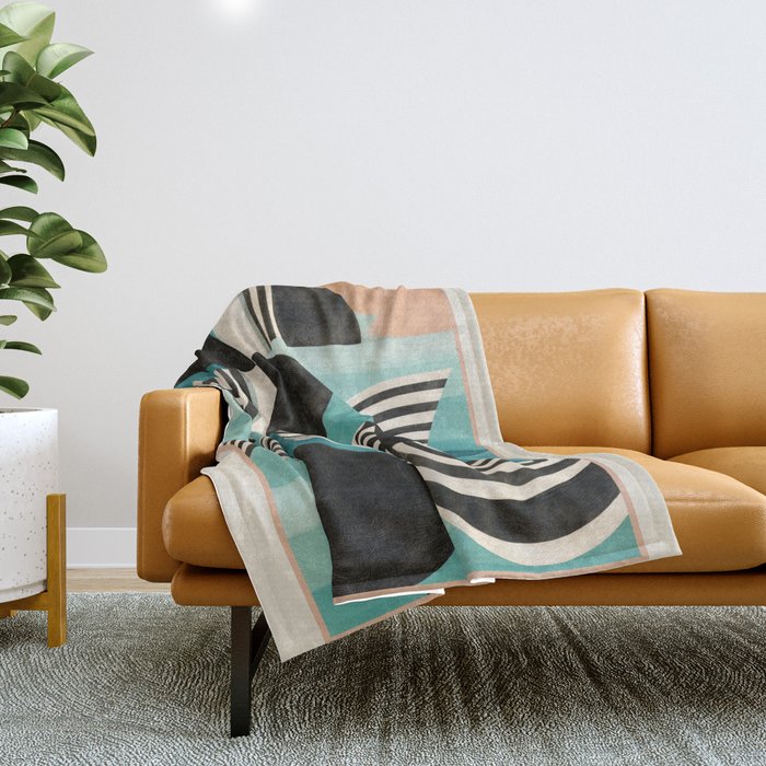 Retro Geometric Shapes 2 Throw Blanket Gallery Image 1