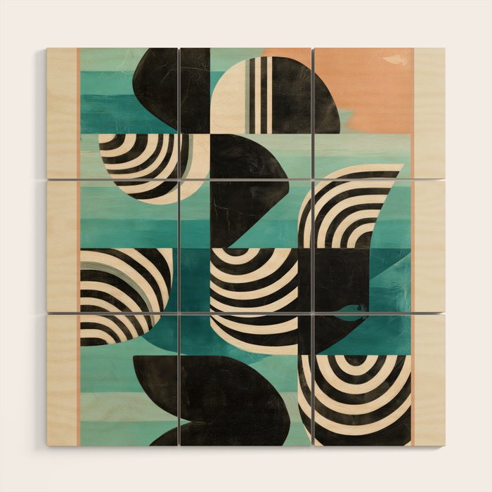 Retro Geometric Shapes 2 Wood Wall Art Gallery Image 1