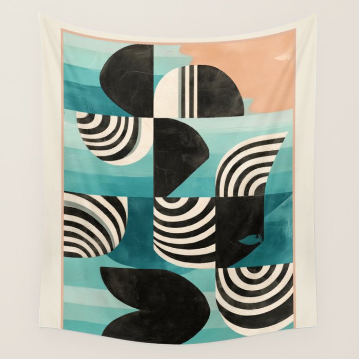 Retro Geometric Shapes 2 Wall Tapestry Gallery Image 1