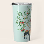 Chinoiserie Indian Elephant & Monkey Exotic Floral Travel Mug Gallery Image 3