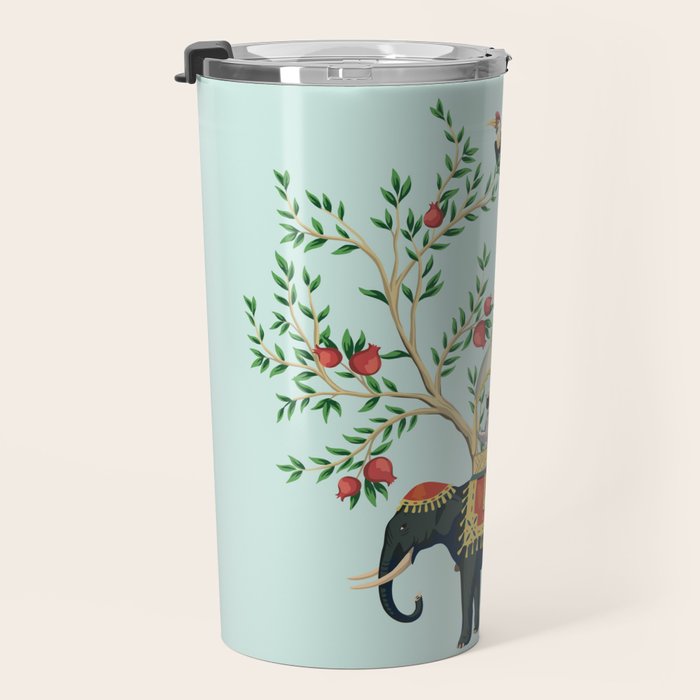 Chinoiserie Indian Elephant & Monkey Exotic Floral Travel Mug Gallery Image 3