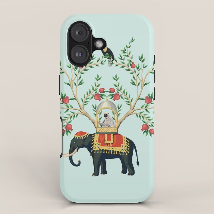 Chinoiserie Indian Elephant & Monkey Exotic Floral iPhone Case Gallery Image 1