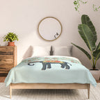 Chinoiserie Indian Elephant & Monkey Exotic Floral Comforter Gallery Image 3