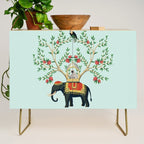 Chinoiserie Indian Elephant & Monkey Exotic Floral Credenza Gallery Image 1