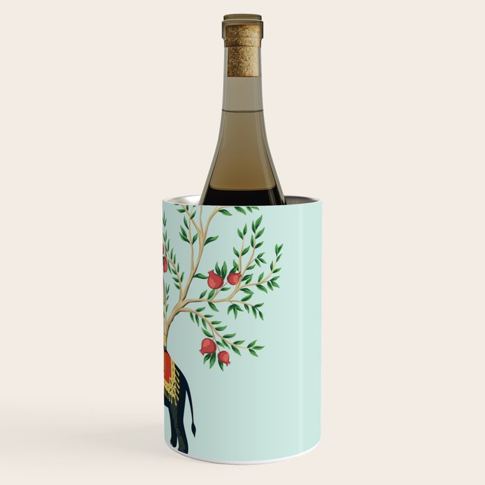 Chinoiserie Indian Elephant & Monkey Exotic Floral Wine Chiller Gallery Image 3