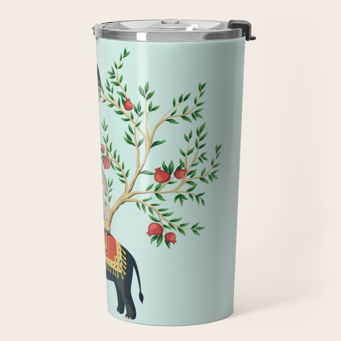 Chinoiserie Indian Elephant & Monkey Exotic Floral Travel Mug Gallery Image 2