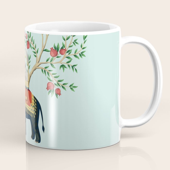 Chinoiserie Indian Elephant & Monkey Exotic Floral Coffee Mug Gallery Image 1