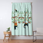Chinoiserie Indian Elephant & Monkey Exotic Floral Window Curtain Gallery Image 5