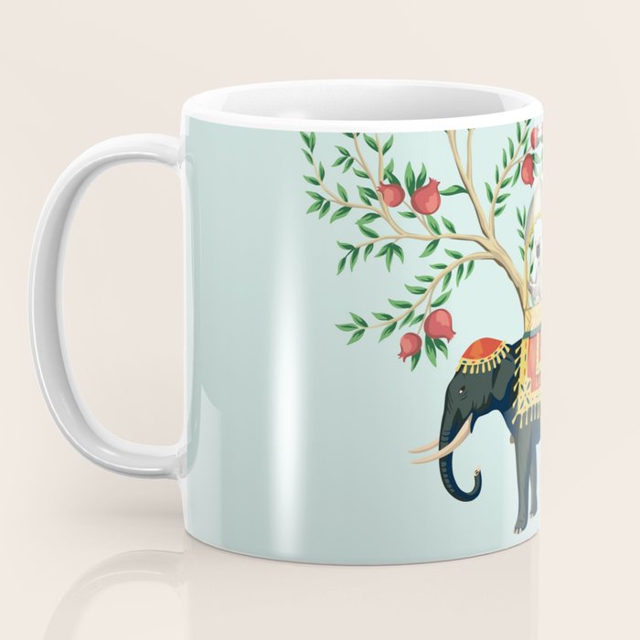Chinoiserie Indian Elephant & Monkey Exotic Floral Coffee Mug Gallery Image 3