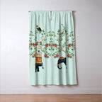 Chinoiserie Indian Elephant & Monkey Exotic Floral Window Curtain Gallery Image 3