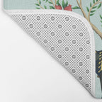 Chinoiserie Indian Elephant & Monkey Exotic Floral Bath Mat Gallery Image 2