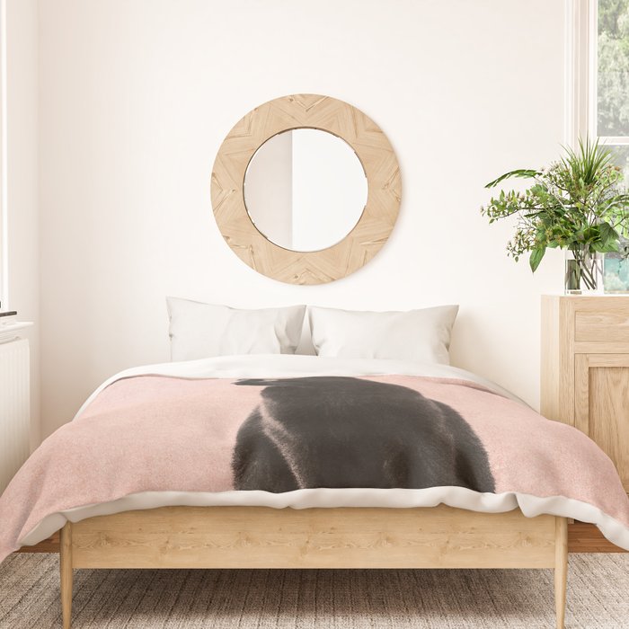 MINIMAL ANIMAL / Black Cat - peach Duvet Cover Gallery Image 3