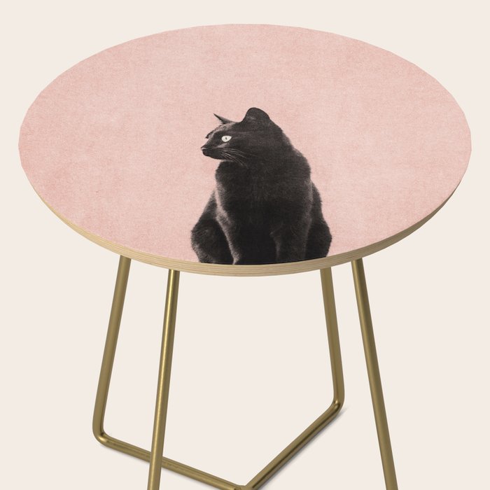 MINIMAL ANIMAL / Black Cat - peach Side Table Gallery Image 2