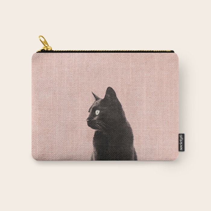 MINIMAL ANIMAL / Black Cat - peach Carry All Pouch Gallery Image 1