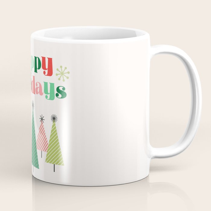 Mid Century Happy Holidays Coffee Mug Gallery Image 1