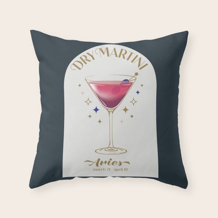 Dry Martini Cocktail Zodiac Sign Throw Pillow Gallery Image 6