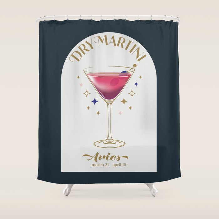 Dry Martini Cocktail Zodiac Sign Shower Curtain Gallery Image 1