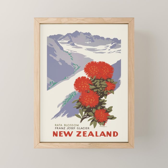 New Zealand Vintage Travel Poster, 1950s Mini Art Print Gallery Image 1