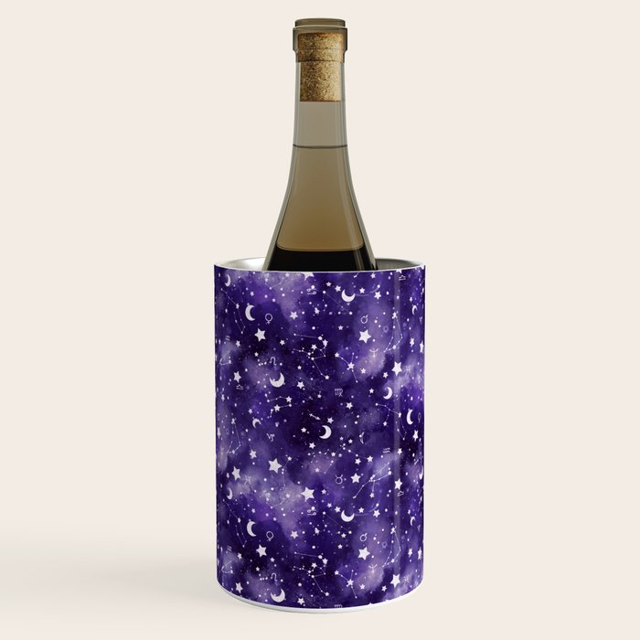 Zodiac Watercolor Ultraviolet Wine Chiller Gallery Image 1