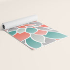 Modern Floral Prints, Coral, Teal Green and Gray Yoga Mat Gallery Image 2