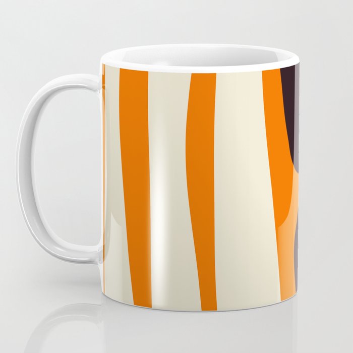 Mid Century Modern Kwaito Abstract Pattern Orange Black Cream Coffee Mug Gallery Image 3