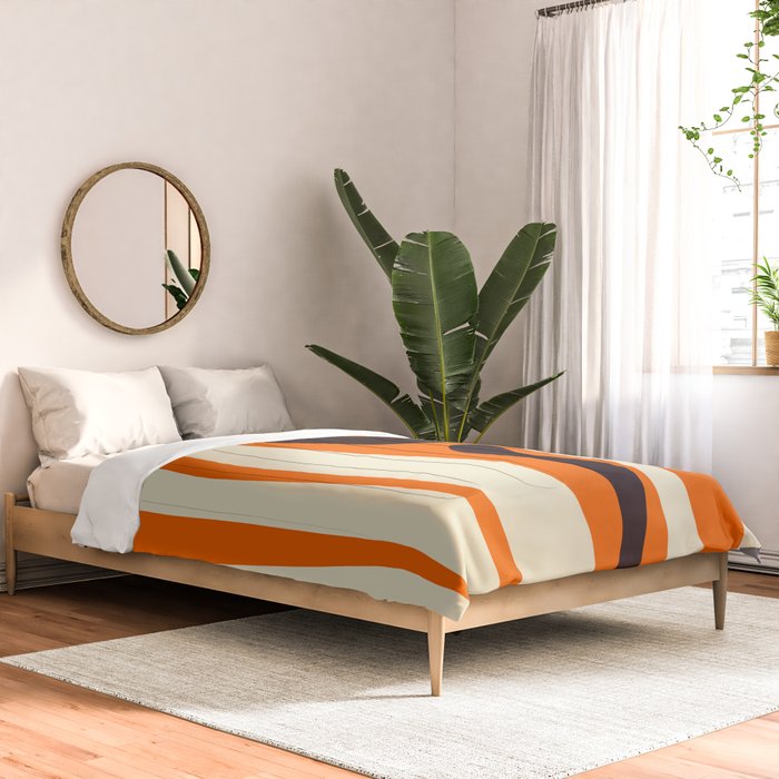 Mid Century Modern Kwaito Abstract Pattern Orange Black Cream Comforter Gallery Image 2