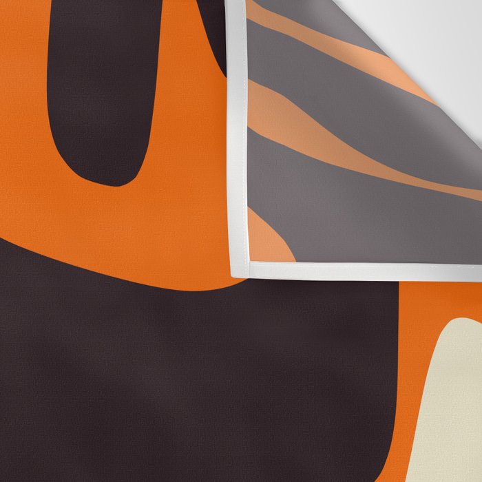Mid Century Modern Kwaito Abstract Pattern Orange Black Cream Wall Tapestry Gallery Image 3