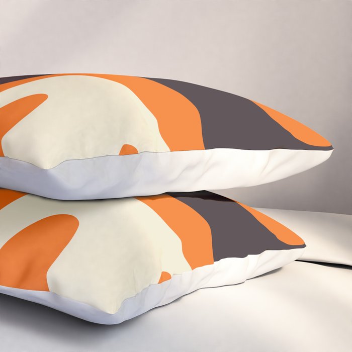 Mid Century Modern Kwaito Abstract Pattern Orange Black Cream Pillow Sham Gallery Image 3