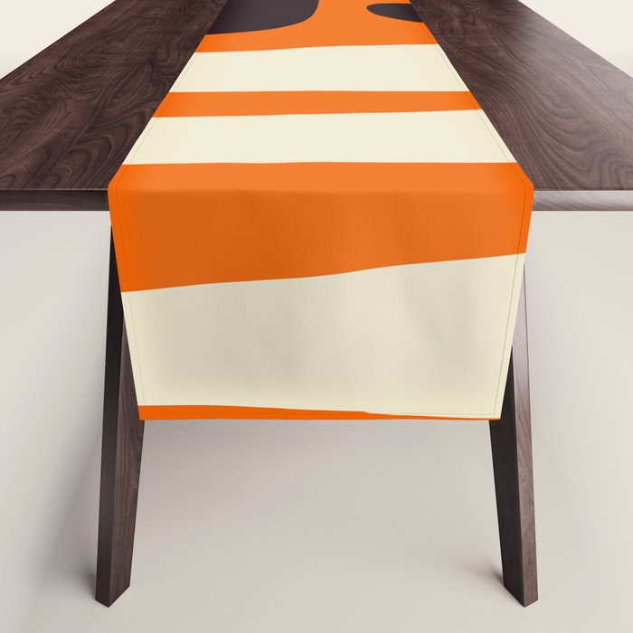 Mid Century Modern Kwaito Abstract Pattern Orange Black Cream Table Runner Gallery Image 1
