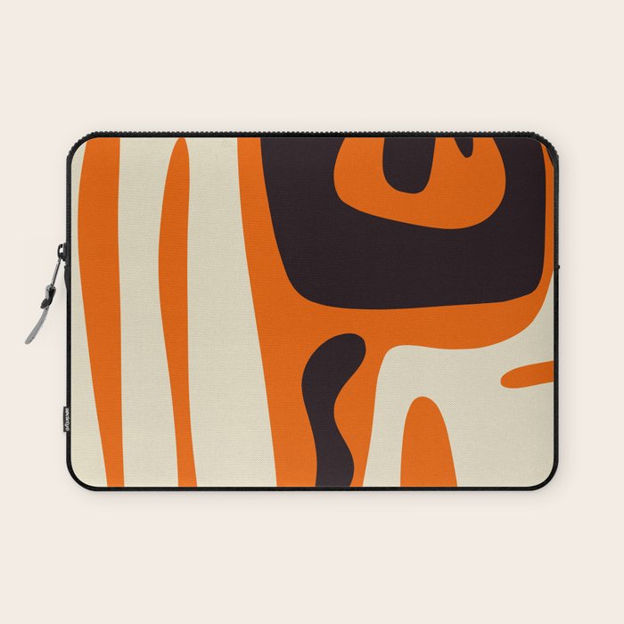 Mid Century Modern Kwaito Abstract Pattern Orange Black Cream Laptop Sleeve Gallery Image 1