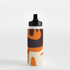 Mid Century Modern Kwaito Abstract Pattern Orange Black Cream Water Bottle Gallery Image 2
