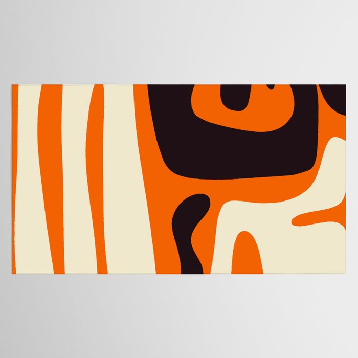Mid Century Modern Kwaito Abstract Pattern Orange Black Cream Tablecloth Gallery Image 2