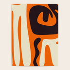Mid Century Modern Kwaito Abstract Pattern Orange Black Cream Poster Gallery Image 4