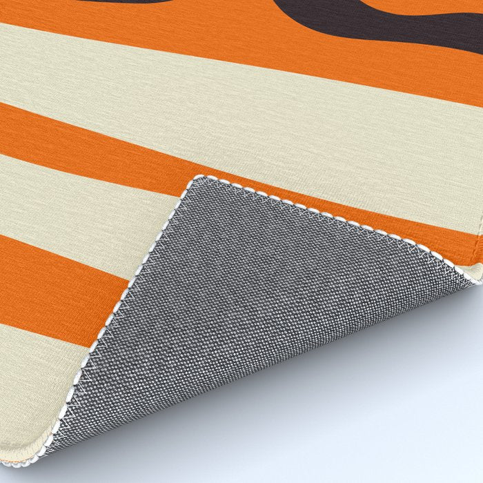 Mid Century Modern Kwaito Abstract Pattern Orange Black Cream Rug Gallery Image 4