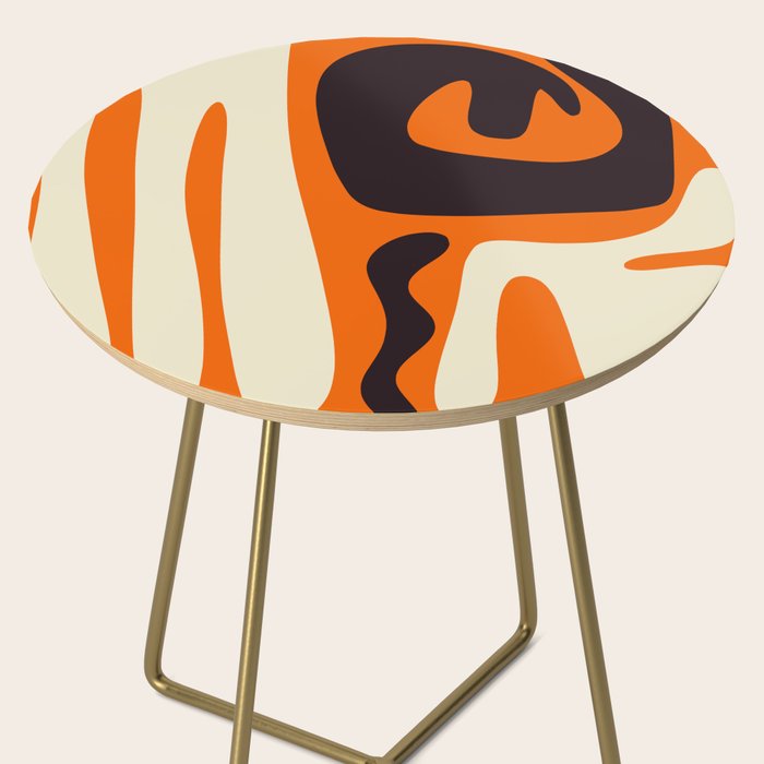 Mid Century Modern Kwaito Abstract Pattern Orange Black Cream Side Table Gallery Image 2
