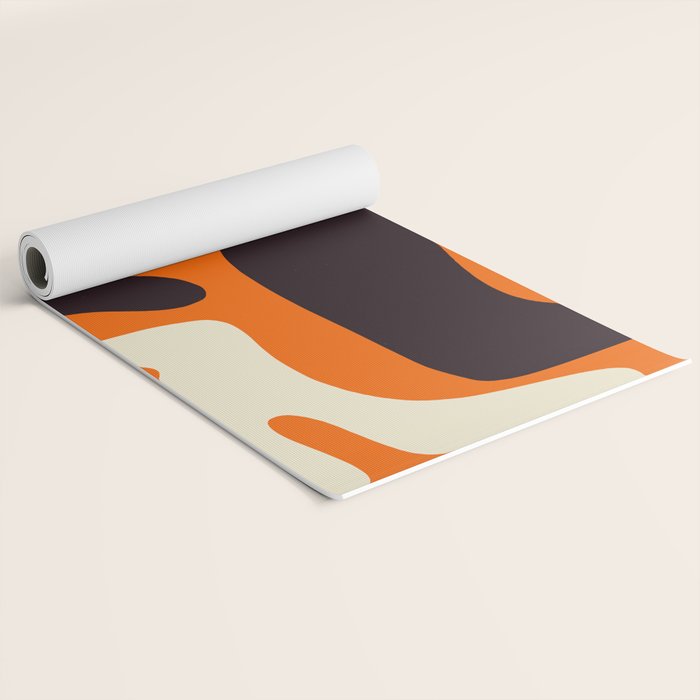 Mid Century Modern Kwaito Abstract Pattern Orange Black Cream Yoga Mat Gallery Image 2