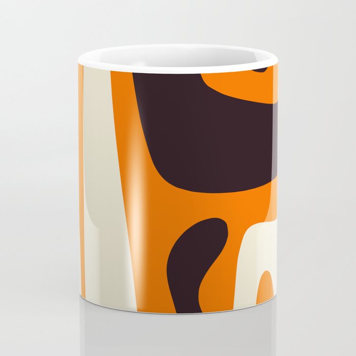 Mid Century Modern Kwaito Abstract Pattern Orange Black Cream Coffee Mug Gallery Image 4