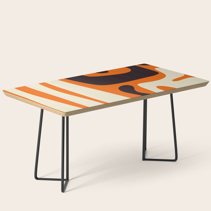 Mid Century Modern Kwaito Abstract Pattern Orange Black Cream Coffee Table Gallery Image 1