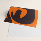 Mid Century Modern Kwaito Abstract Pattern Orange Black Cream Wrapping Paper Gallery Image 2