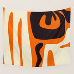 Mid Century Modern Kwaito Abstract Pattern Orange Black Cream Wall Tapestry Gallery Image 4