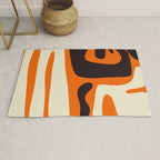 Mid Century Modern Kwaito Abstract Pattern Orange Black Cream Rug Gallery Image 1