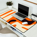 Mid Century Modern Kwaito Abstract Pattern Orange Black Cream Desk Mat Gallery Image 2