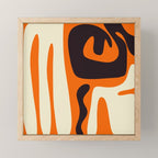 Mid Century Modern Kwaito Abstract Pattern Orange Black Cream Mini Art Print Gallery Image 1