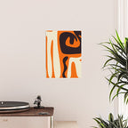 Mid Century Modern Kwaito Abstract Pattern Orange Black Cream Poster Gallery Image 2