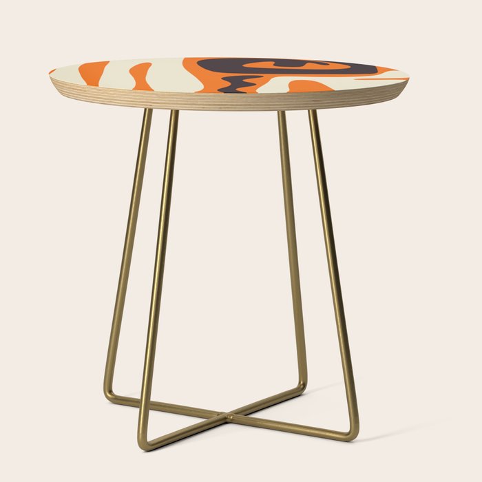 Mid Century Modern Kwaito Abstract Pattern Orange Black Cream Side Table Gallery Image 1