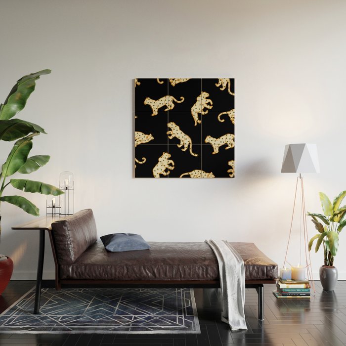 Leopard at Night Wood Wall Art Gallery Image 2