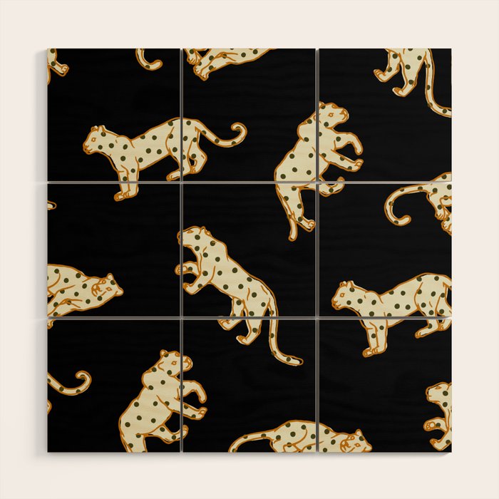 Leopard at Night Wood Wall Art Gallery Image 1